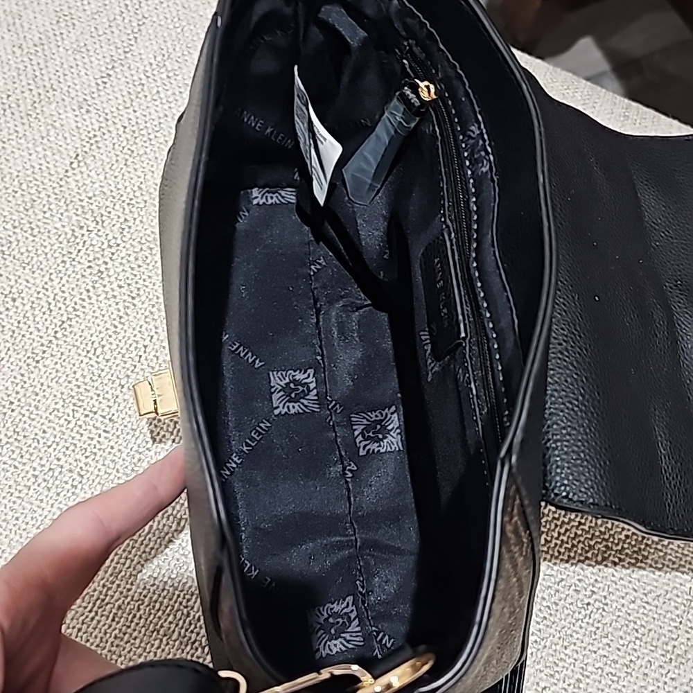 Anne Klein Logo Midi Satchel Black - Picture 8 of 15
